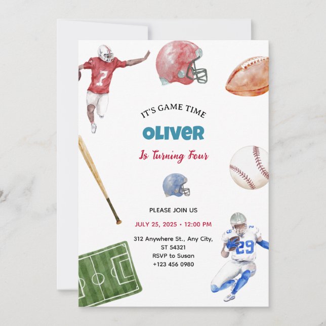 Vintage Softball Sport Födelsedagsfest inbjudan (Framsida)