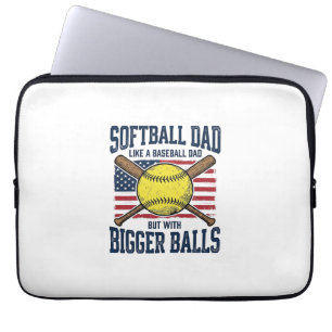 Vintage Softboll Pappa Större Bollar T-Shirt Desig Laptop Fodral