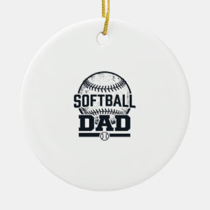 Vintage Softboll Pappa Vector T-Shirt Design_1 Julgransprydnad Keramik