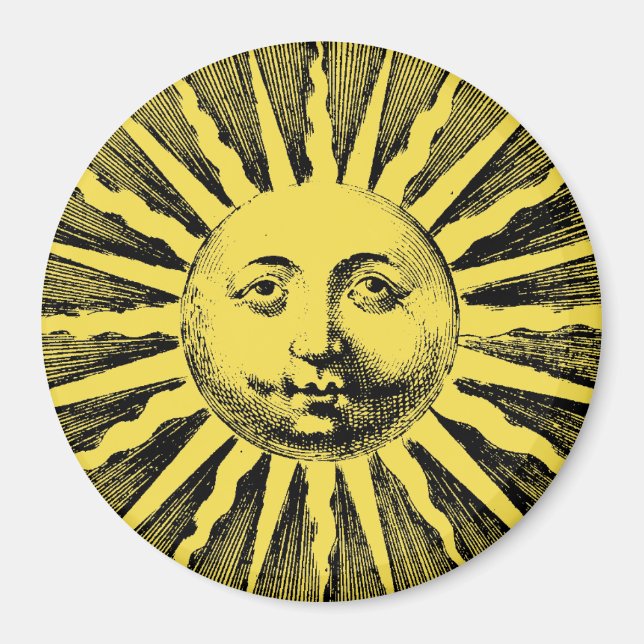 Vintage Sol Ansikte Magnet (Framsidan)