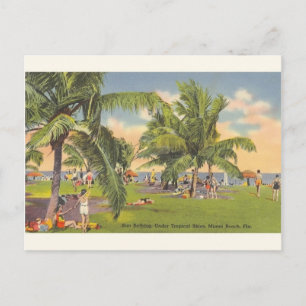 Vintage Sol Bathing Miami Beach Florida Postcard Vykort