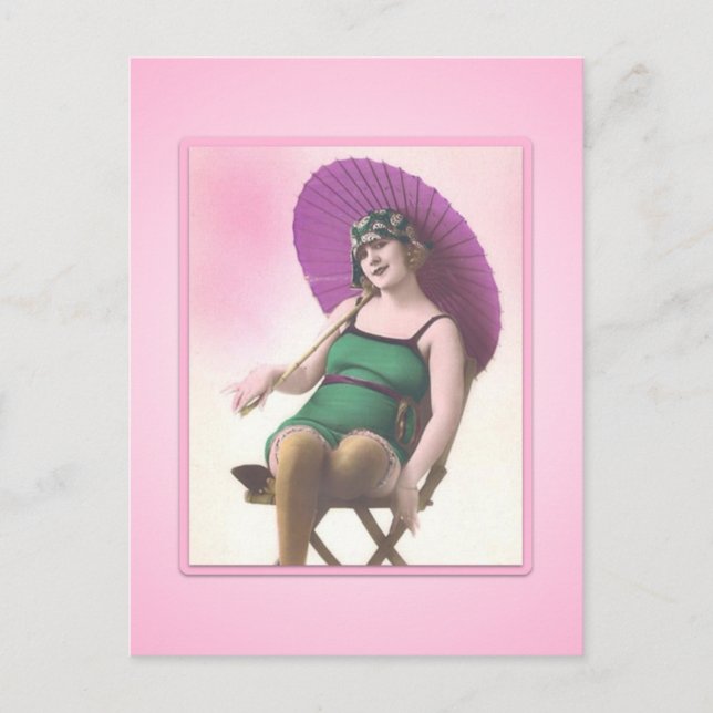 Vintage Sol Bstead Beach Babe Postcard Vykort (Framsida)