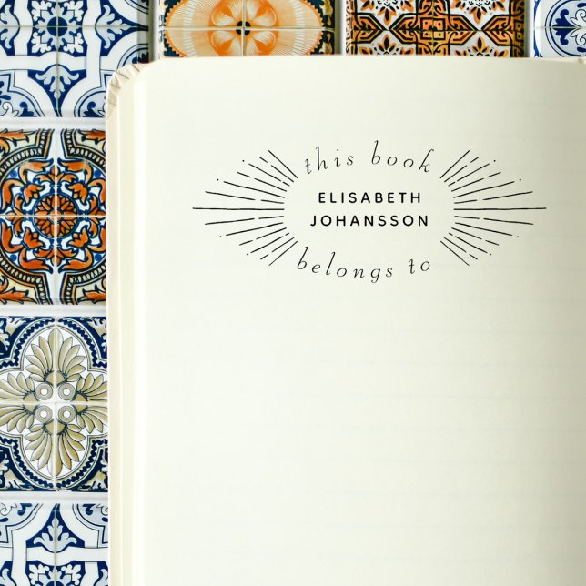 Vintage Sol rakar Eleganten från Bibliotek Bok Stämpel (Skapare uppladdad)