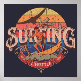 Vintage sol Surfing retro Lifestyle, nödlidande T- Poster
