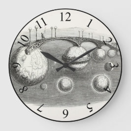 Vintage Solar System Black and White Surreal Stor Klocka