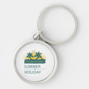 Vintage Solbelyst Retro 70-Talets Sommar Bärbar Da Rund Silverfärgad Nyckelring