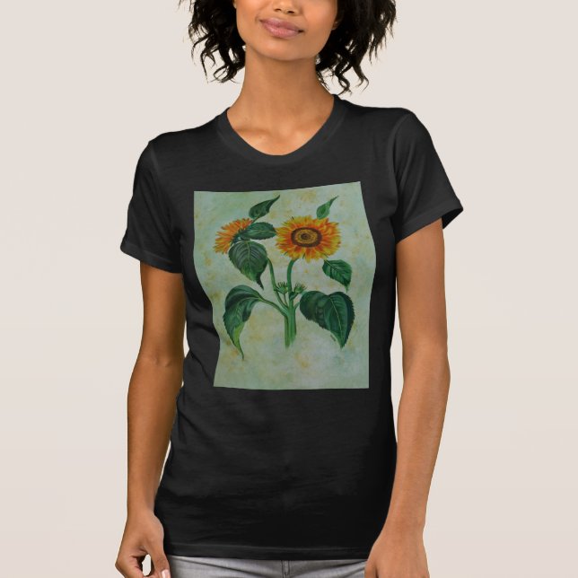 Vintage Solblommor Botaniskt konst Tee Shirt (Framsida)