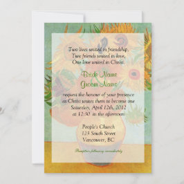 vintage Solblommor Christian bröllopsfest Inbjudningar