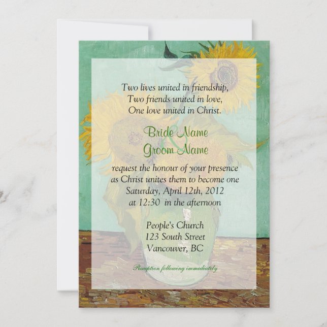 vintage Solblommor Christian bröllopsfest Inbjudningar (Framsida)
