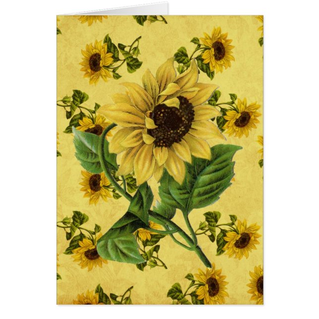 Vintage Solblommor Hälsningskort (Framsidan)