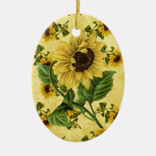Vintage Solblommor Julgransprydnad Keramik
