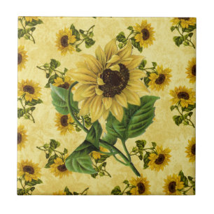 Vintage Solblommor Kakelplatta