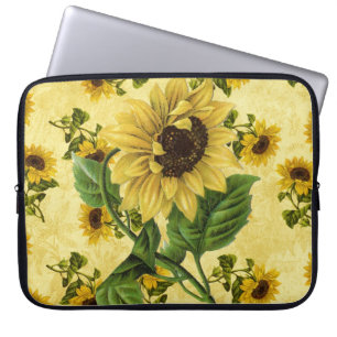 Vintage Solblommor Laptop Fodral