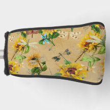 Vintage Solblommor och Dragonflies