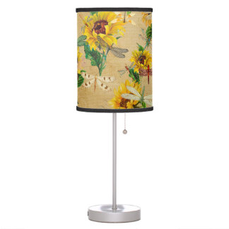 Vintage Solblommor och Dragonflies