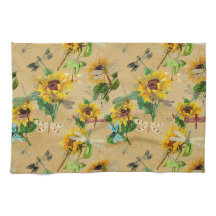 Vintage Solblommor och Dragonflies