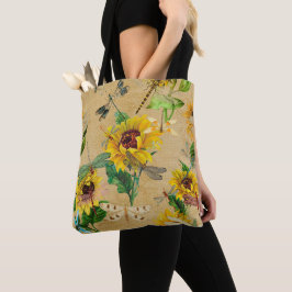 Vintage Solblommor och Dragonflies Tygkasse