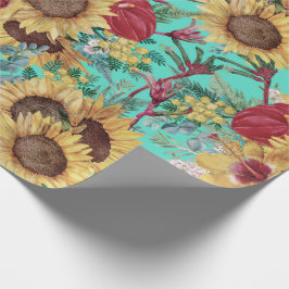 Vintage Solblommor och sommartropiska snäckor Presentpapper
