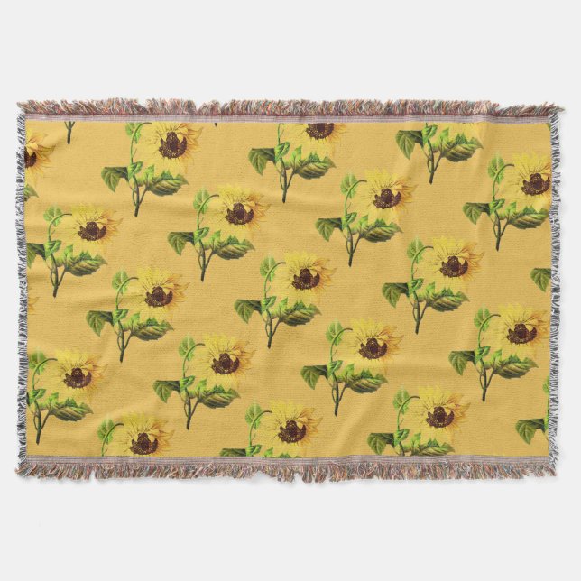 Vintage Solblommor Throw Blanket Mysfilt (Framsidan)