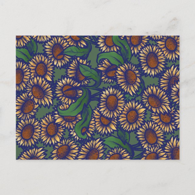 Vintage Solblommor Vykort (Framsida)