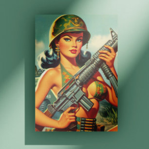 Vintage Soldier Pin-up Vykort