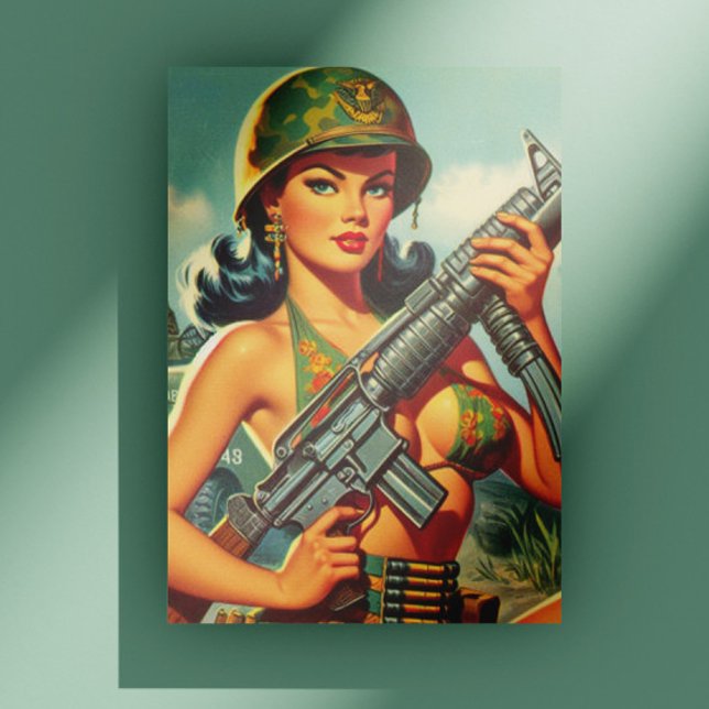 Vintage Soldier Pin-up Vykort (Skapare uppladdad)
