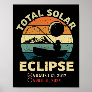 Vintage solförmörkelse 2024 totalitet fiske april poster