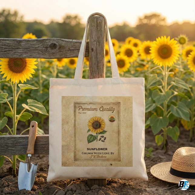 Vintage Solfröpaket Rustik Canvas Tygkasse (Skapare uppladdad)