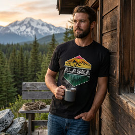 Vintage solnedgång Alaska Natur Scenisk Illustrati T Shirt