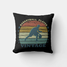 Vintage Solnedgång Basketspelare Kudde