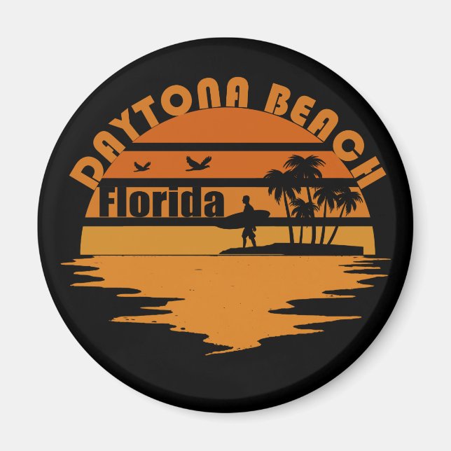 Vintage solnedgång Daytona Beach Florida Magnet (Framsidan)