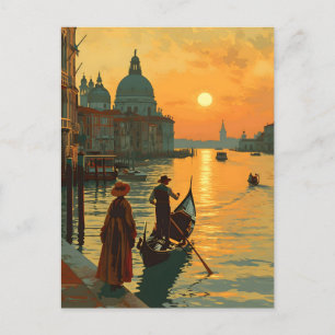 Vintage solnedgång i Venedig Vykort