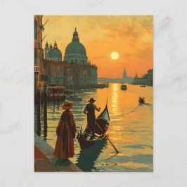 Vintage solnedgång i Venedig Vykort