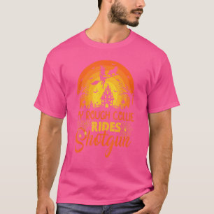 Vintage solnedgång Min sträva collie hund åker sho T Shirt
