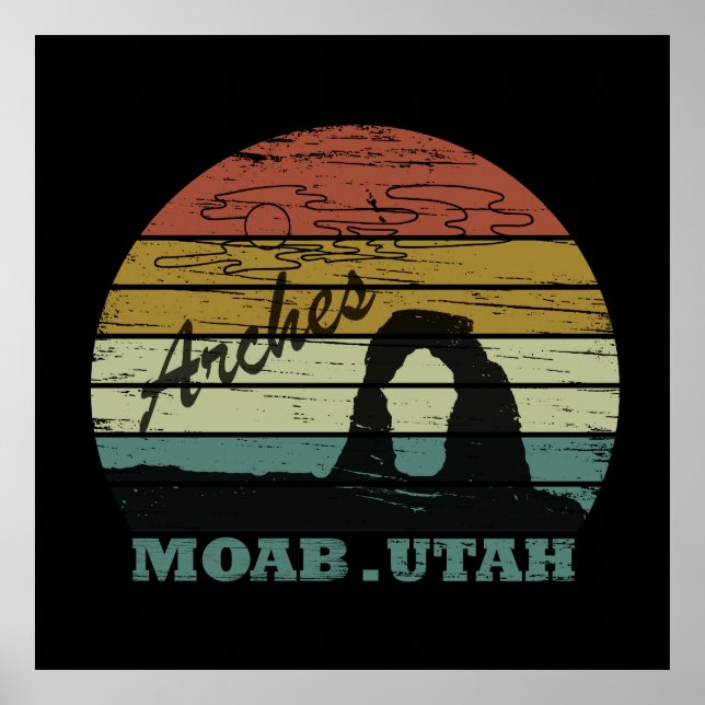 Vintage solnedgång - Moab Utah - Arches National P Poster (Framsidan)