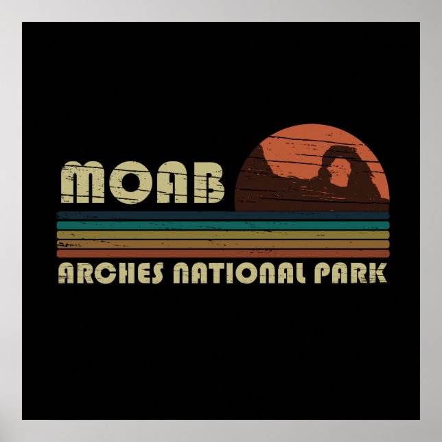 Vintage solnedgång Moab Utah - Arches National Par Poster (Framsidan)