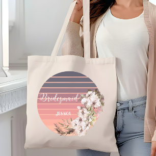 Vintage solnedgång rose gold blommig brudtjänstefl tygkasse