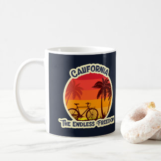 Vintage solnedgång strand cykel silhuett kaffemugg