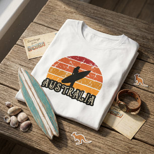 Vintage Solnedgång Surf Tjej Australien Strand Liv T Shirt