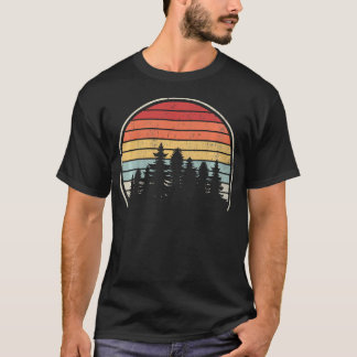 Vintage Solnedgång Tallskog Naturen T Shirt
