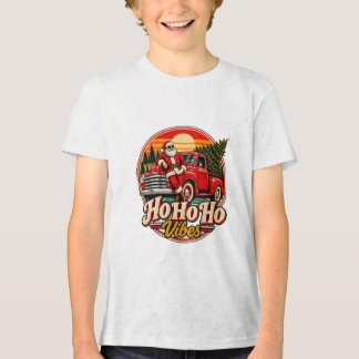 Vintage solnedgång Tomte Röd lastbil Ho Ho Ho stäm T Shirt
