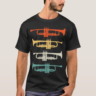 Vintage Solnedgång Trumpet Jazz Musikälskare T Shirt