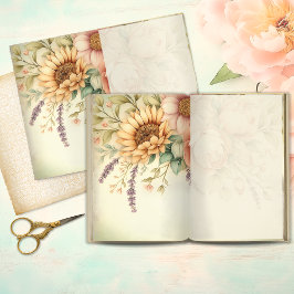 Vintage Solros & Blush Pion Junk Journal-sida
