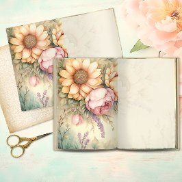 Vintage Solros & Blush Pion Junk Journal-sida