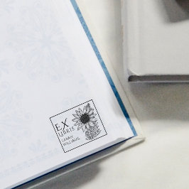Vintage Solros Bok Ex Libris Stämpel