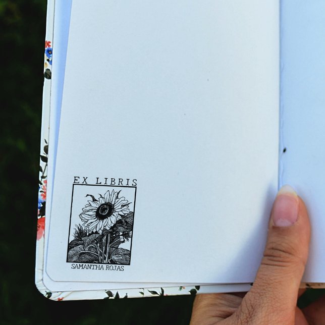 Vintage Solros Bok Ex Libris Stämpel (Skapare uppladdad)