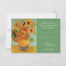 vintage solros bröllop RSVP-kort