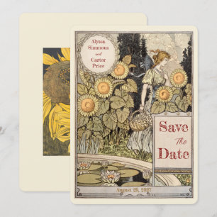 Vintage Solros Höst Spara Datum Inbjudningar