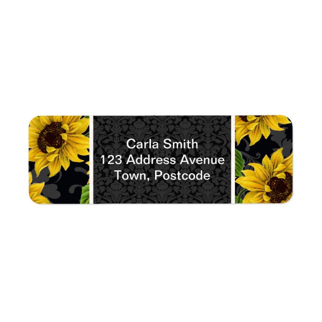 Vintage Solros mönster Returadress Etikett (Framsidan)