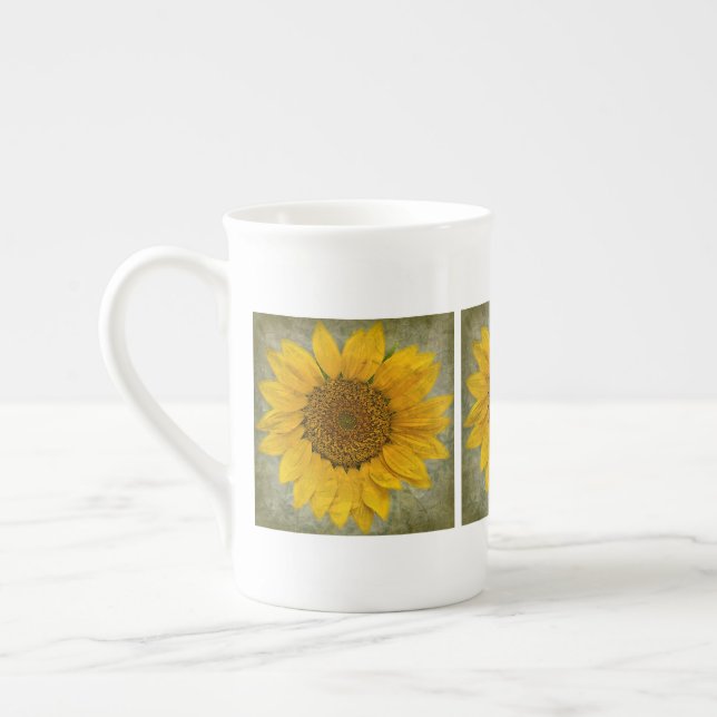 Vintage Solros Mugg Benporslin Mugg (Vänster)